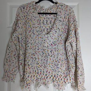 Womens Confetti Woven Crop Sweater